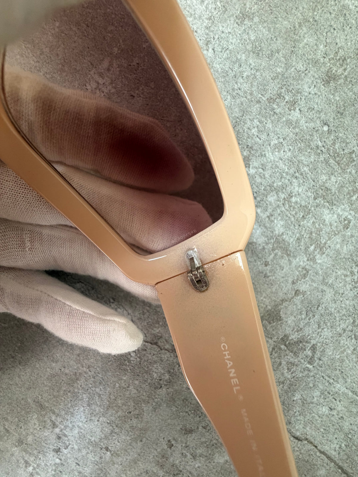 Chanel Mother of Pearl Logo Peach Sunglasses 5076-H