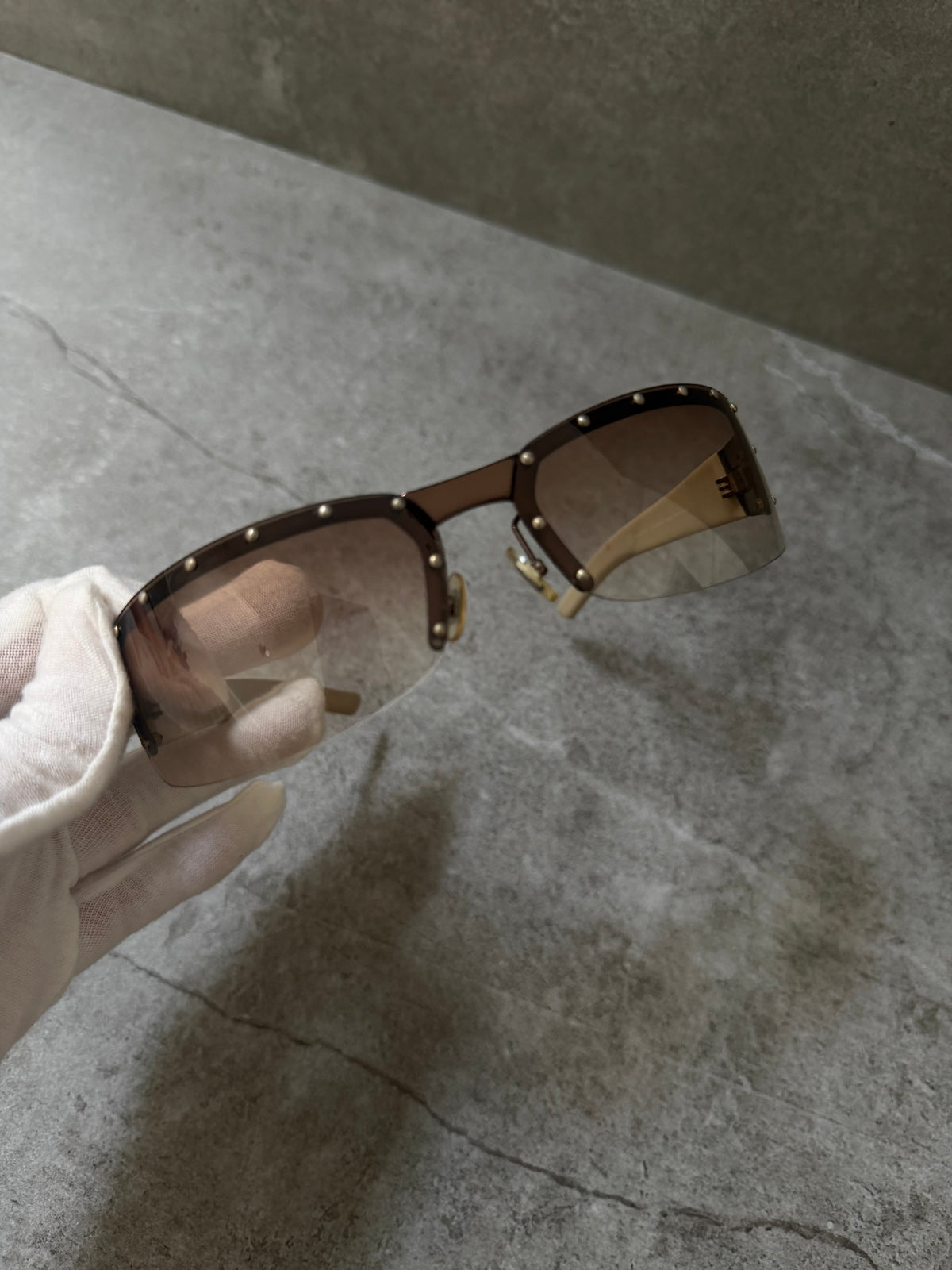 Gucci Y2K Studded Shield Monogram Sunglasses GG 2829/S