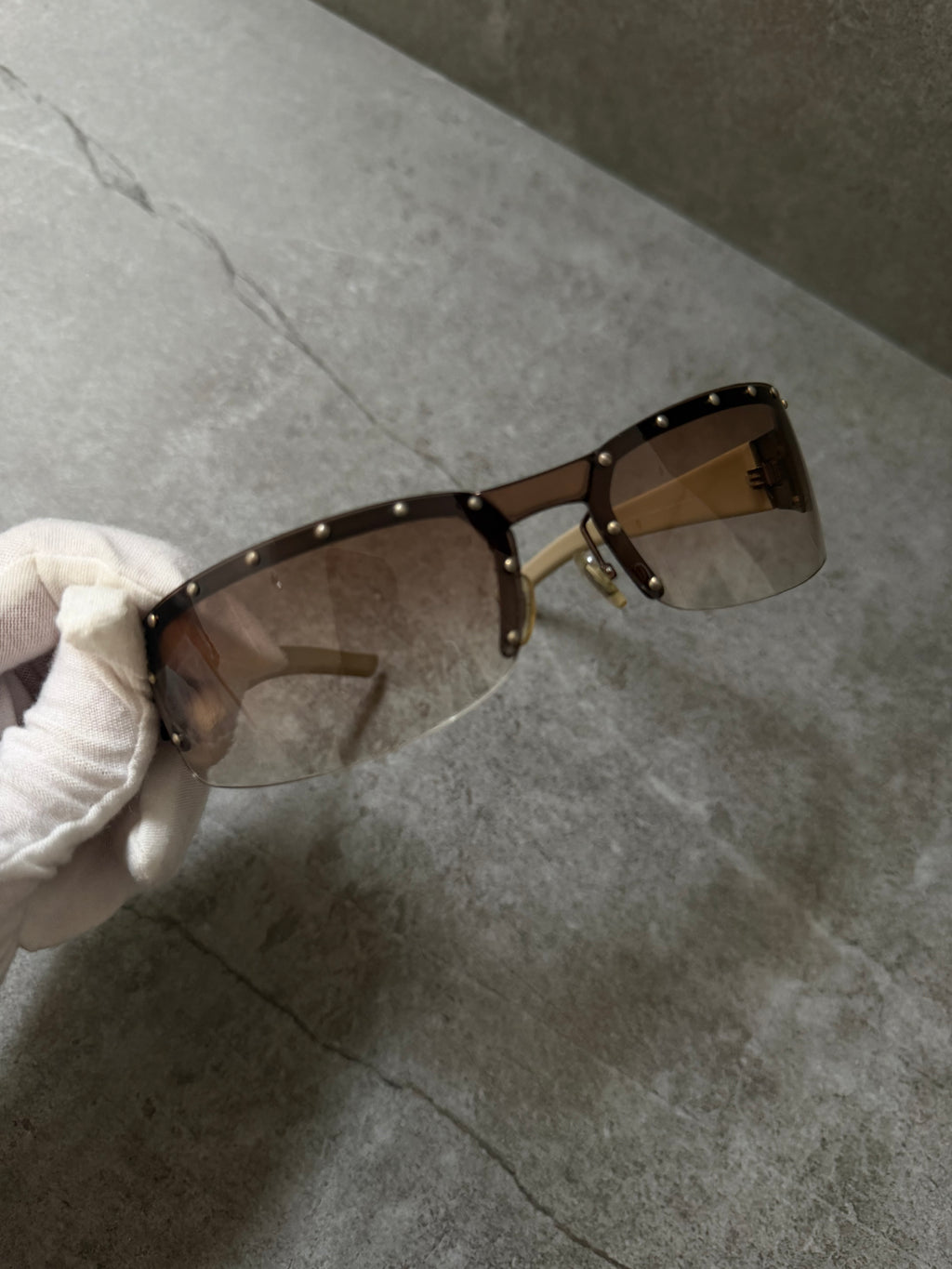 Gucci Y2K Studded Shield Monogram Sunglasses GG 2829/S
