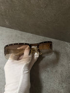 Gucci Y2K Studded Shield Monogram Sunglasses GG 2829/S