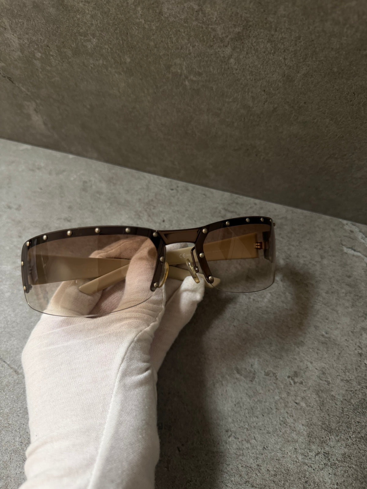Gucci Y2K Studded Shield Monogram Sunglasses GG 2829/S