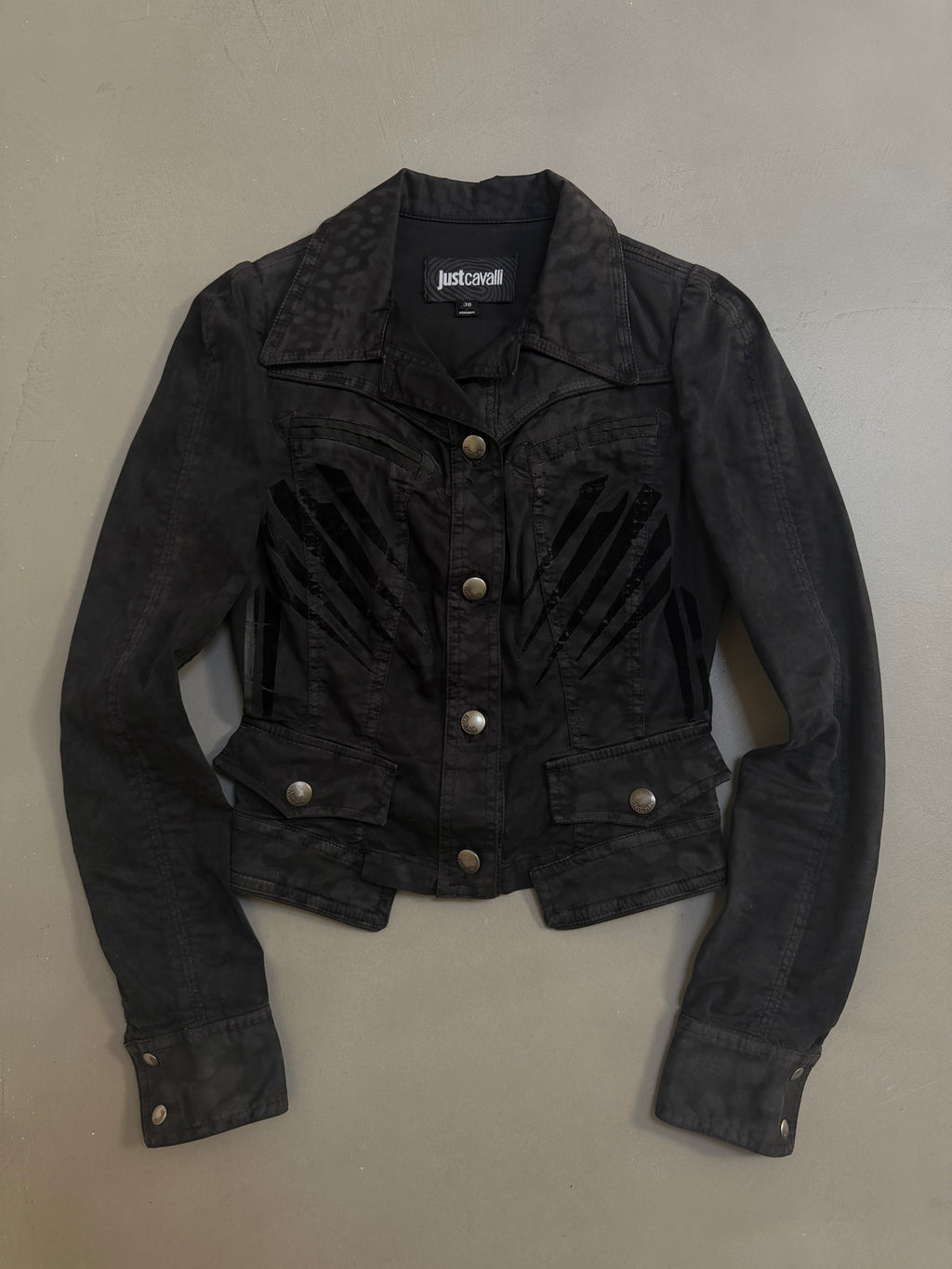 Just Cavalli Y2K Black Cropped Denim Jacket - XS