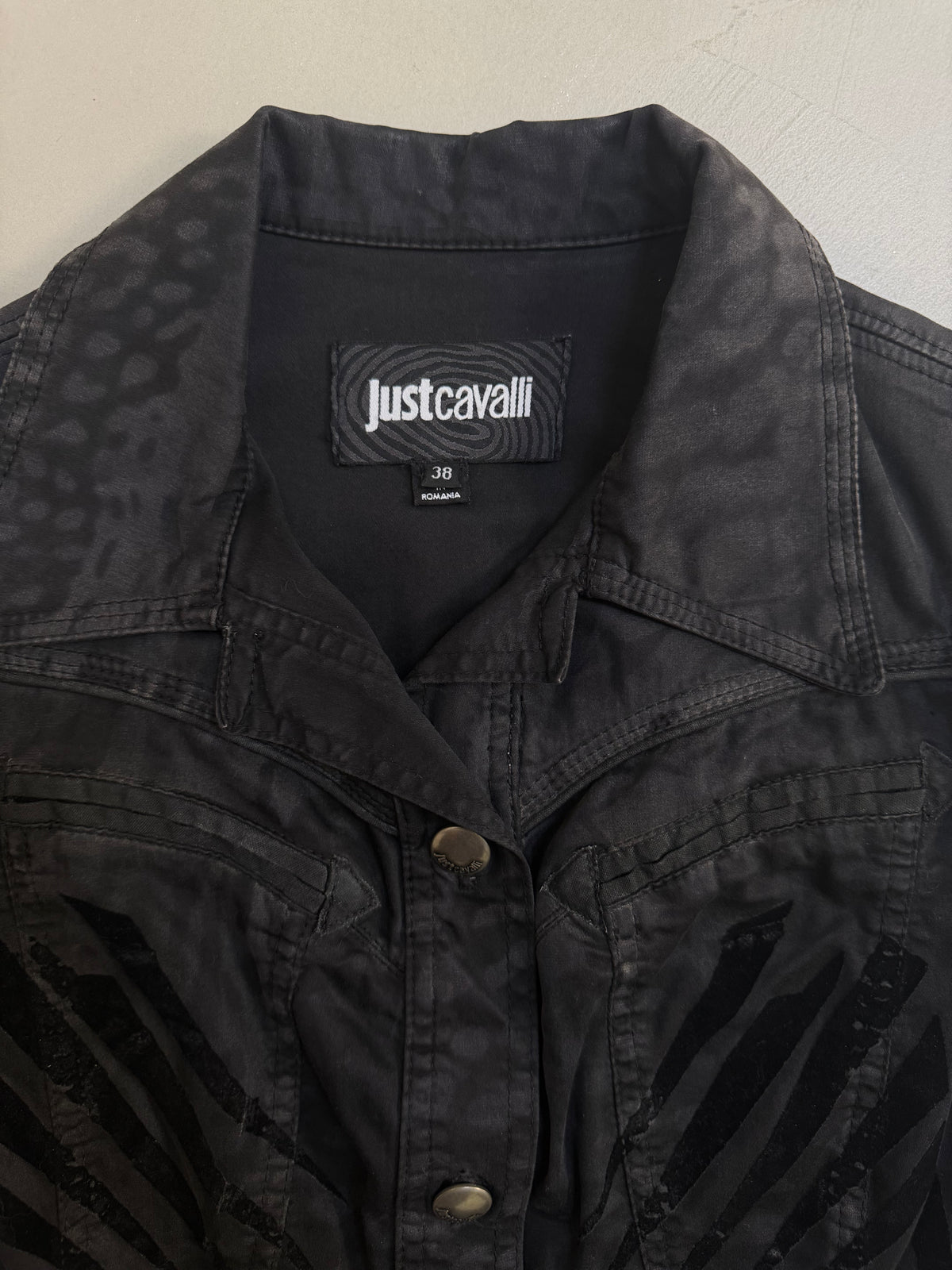 Just Cavalli Y2K Black Cropped Denim Jacket - XS