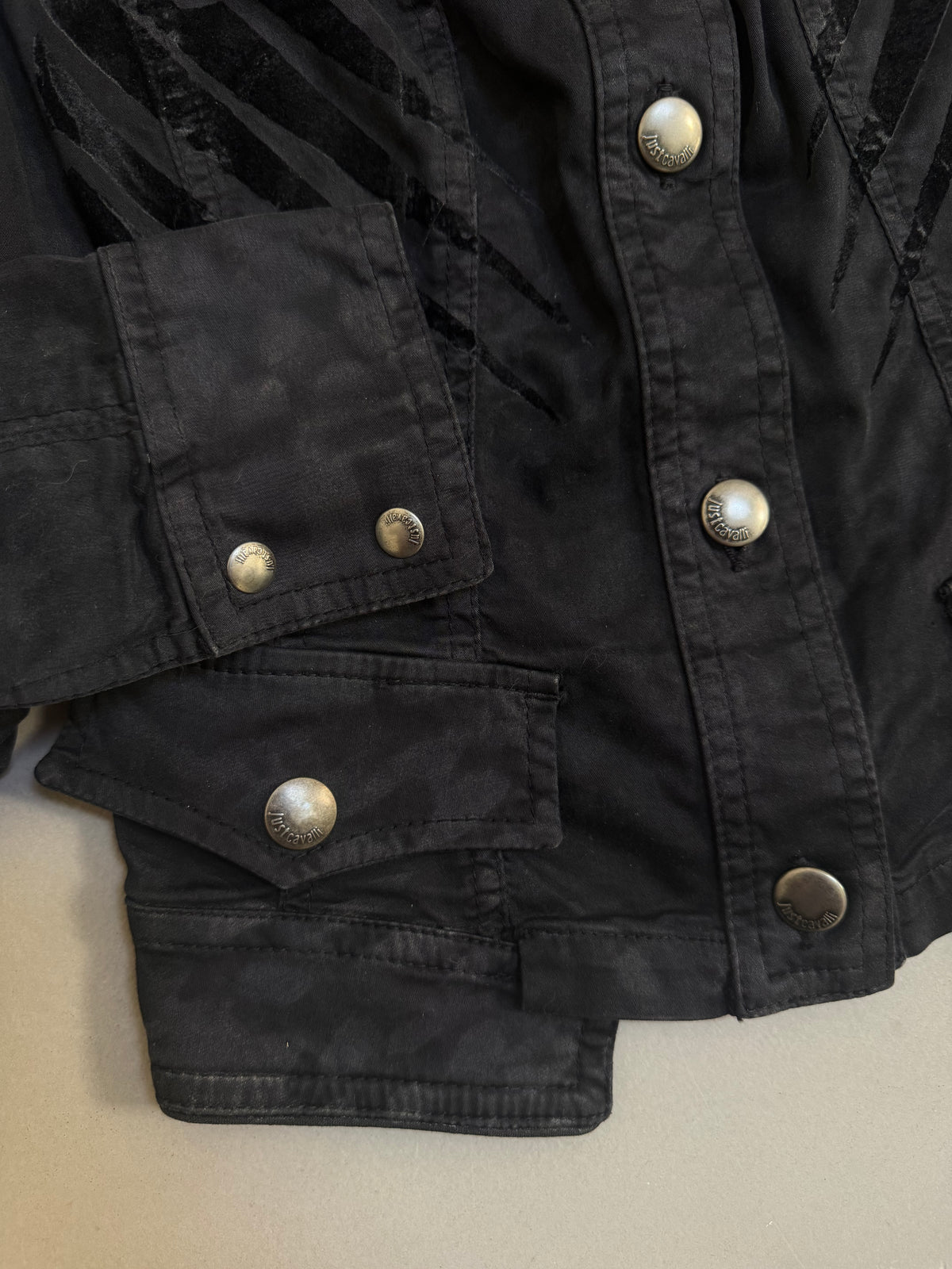 Just Cavalli Y2K Black Cropped Denim Jacket - XS
