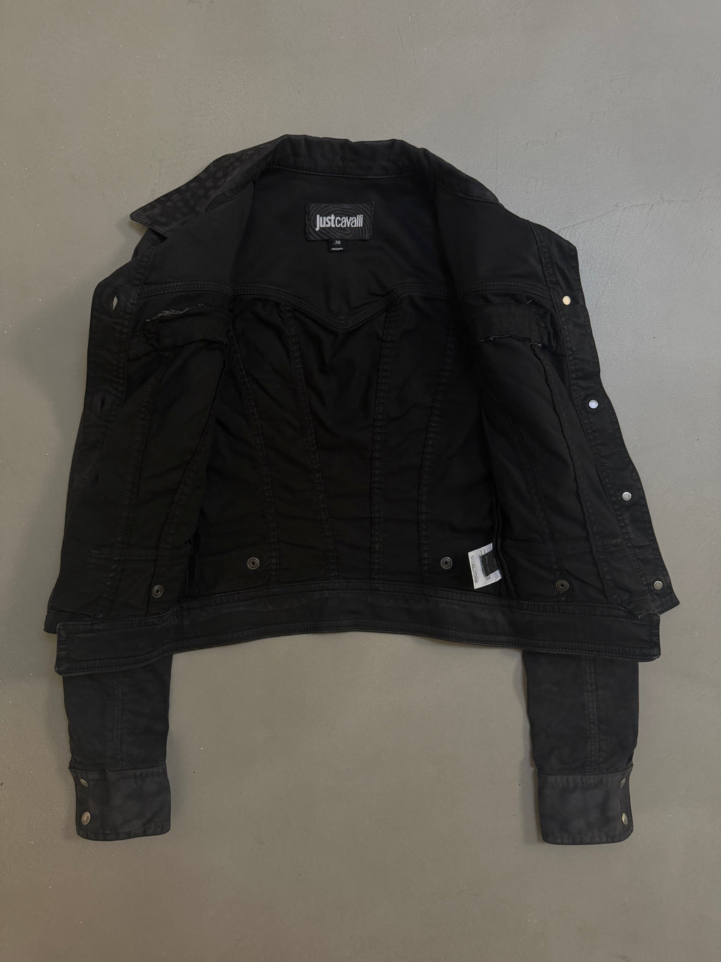 Just Cavalli Y2K Black Cropped Denim Jacket - XS