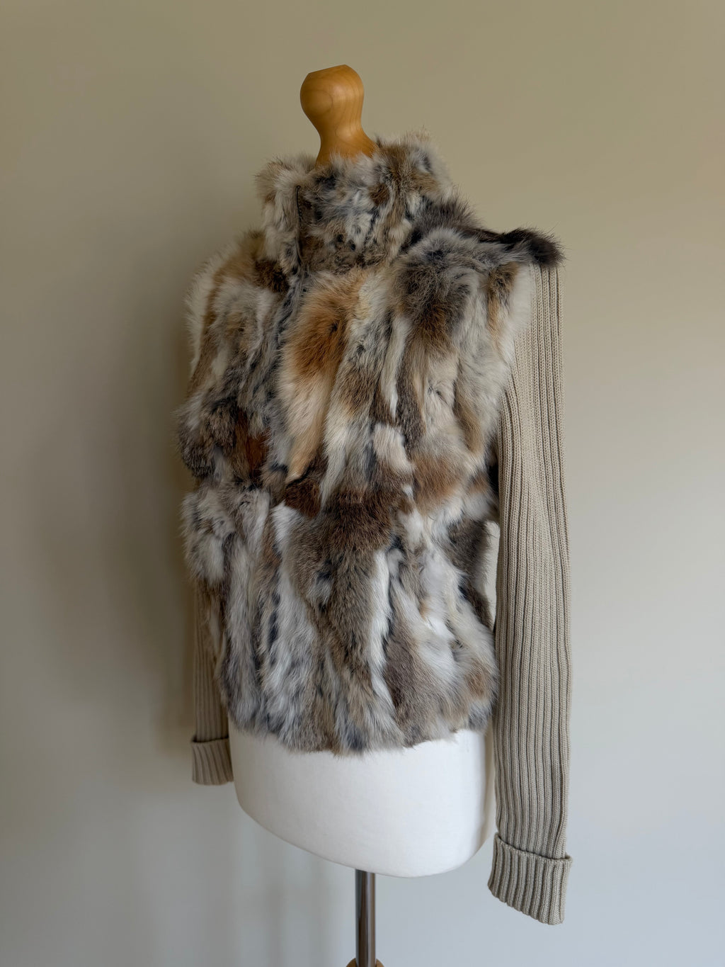Y2K Rabbit Fur & Wool Knit Cardigan Jacket - S