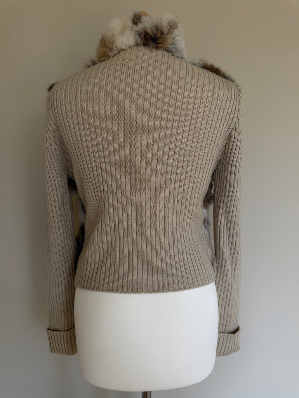 Y2K Rabbit Fur & Wool Knit Cardigan Jacket - S