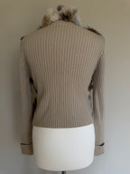 Y2K Rabbit Fur & Wool Knit Cardigan Jacket - S