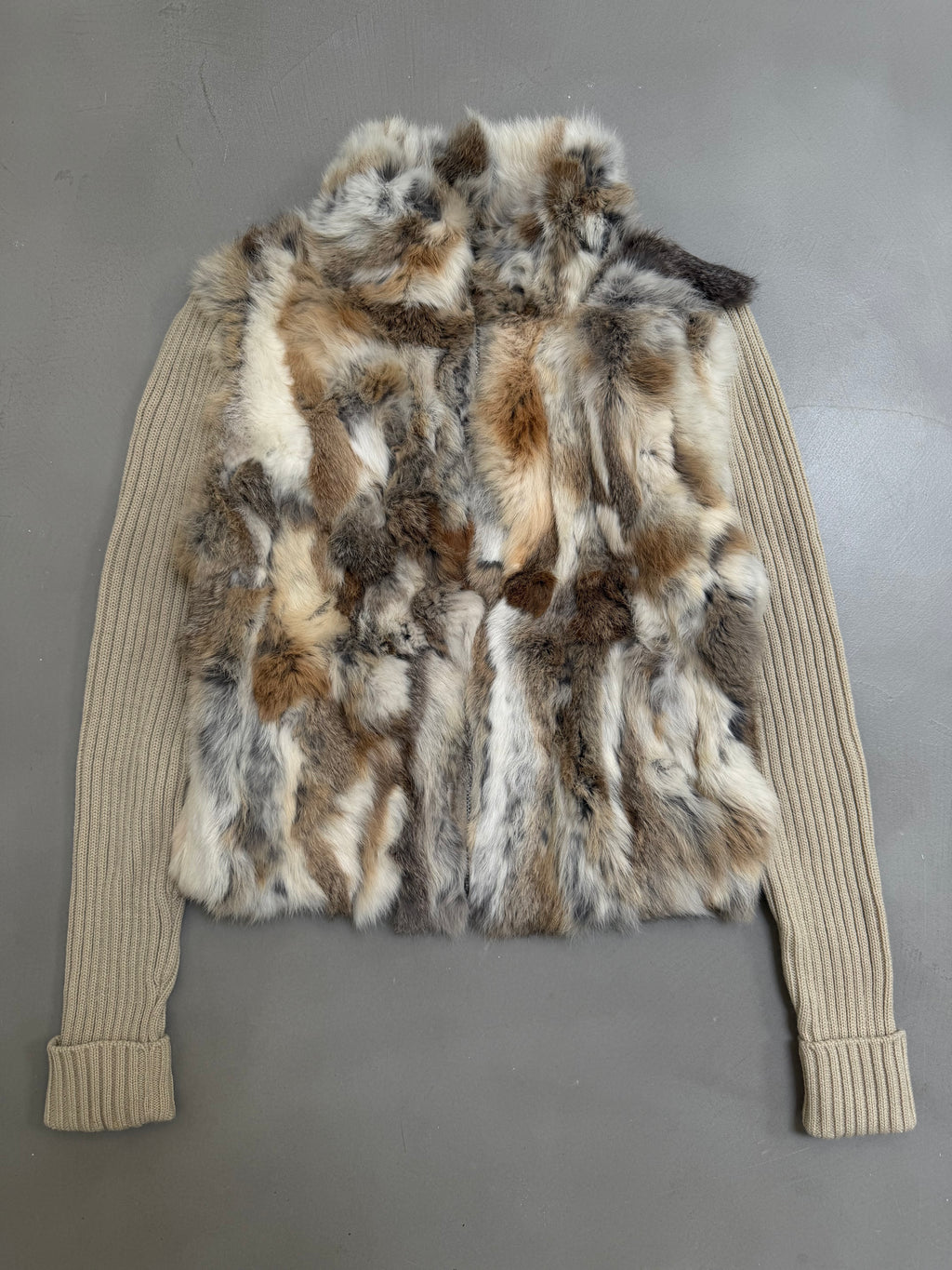 Y2K Rabbit Fur & Wool Knit Cardigan Jacket - S