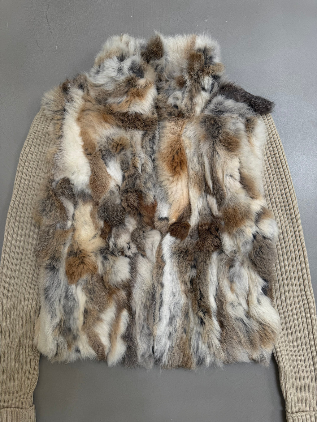 Y2K Rabbit Fur & Wool Knit Cardigan Jacket - S
