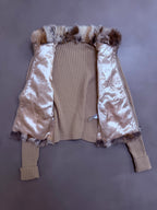 Y2K Rabbit Fur & Wool Knit Cardigan Jacket - S