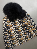 Prada AW14 Geometric Double Breasted Jacket With Shearling Collar - XS