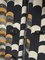 Prada AW14 Geometric Double Breasted Jacket With Shearling Collar - XS