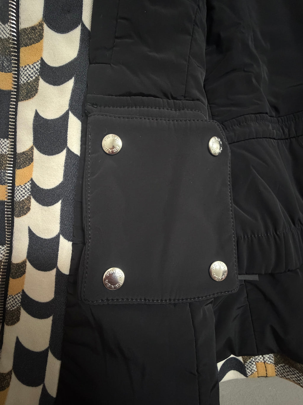 Prada AW14 Geometric Double Breasted Jacket With Shearling Collar - XS