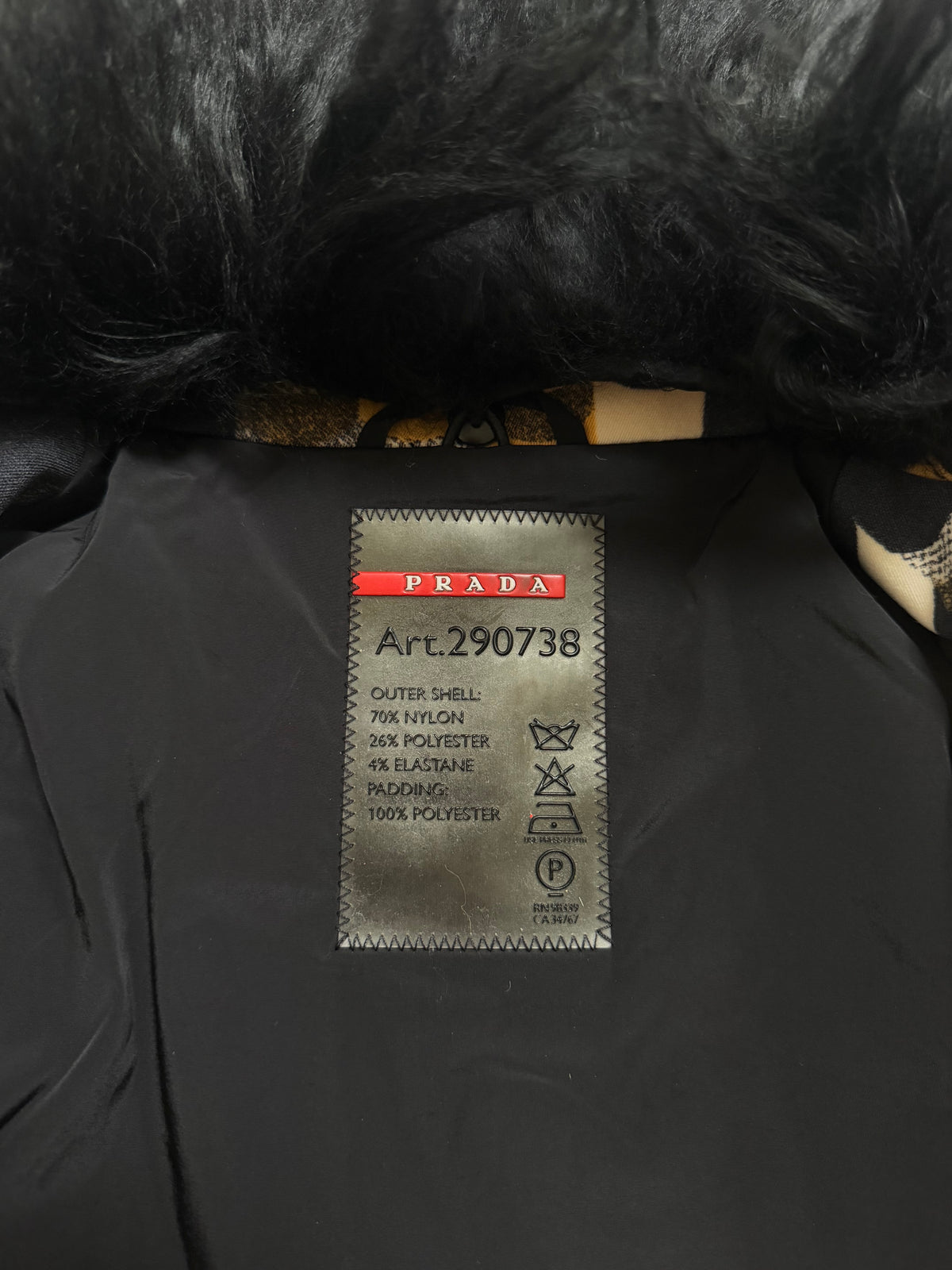Prada AW14 Geometric Double Breasted Jacket With Shearling Collar - XS