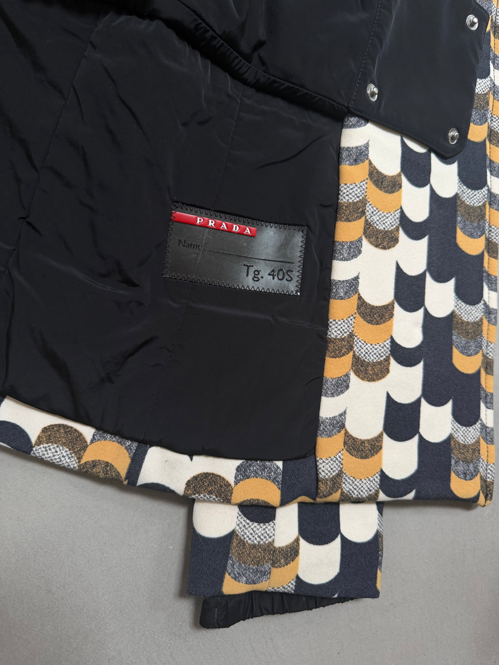 Prada AW14 Geometric Double Breasted Jacket With Shearling Collar - XS