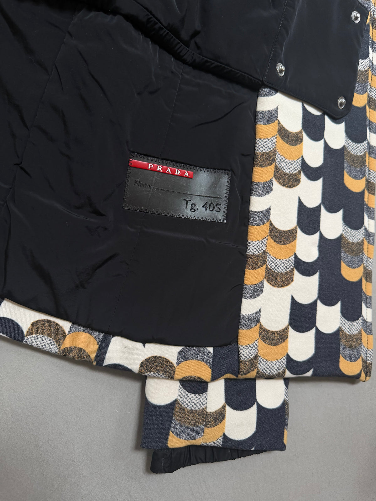 Prada AW14 Geometric Double Breasted Jacket With Shearling Collar - XS