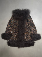 Dolce & Gabbana AW04 Longline Bouclé Tweed Coat with Full Mongolian Shearling Trim - XS