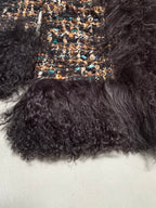 Dolce & Gabbana AW04 Longline Bouclé Tweed Coat with Full Mongolian Shearling Trim - XS