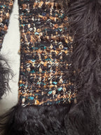 Dolce & Gabbana AW04 Longline Bouclé Tweed Coat with Full Mongolian Shearling Trim - XS