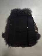 Dolce & Gabbana AW04 Longline Bouclé Tweed Coat with Full Mongolian Shearling Trim - XS