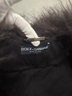 Dolce & Gabbana AW04 Longline Bouclé Tweed Coat with Full Mongolian Shearling Trim - XS