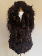 Luka-Pelli Hooded Long Fox Fur Vest Sleeveless Jacket - M