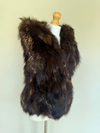 Luka-Pelli Hooded Long Fox Fur Vest Sleeveless Jacket - M