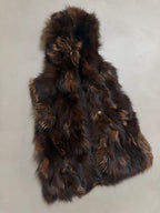 Luka-Pelli Hooded Long Fox Fur Vest Sleeveless Jacket - M