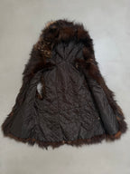 Luka-Pelli Hooded Long Fox Fur Vest Sleeveless Jacket - M