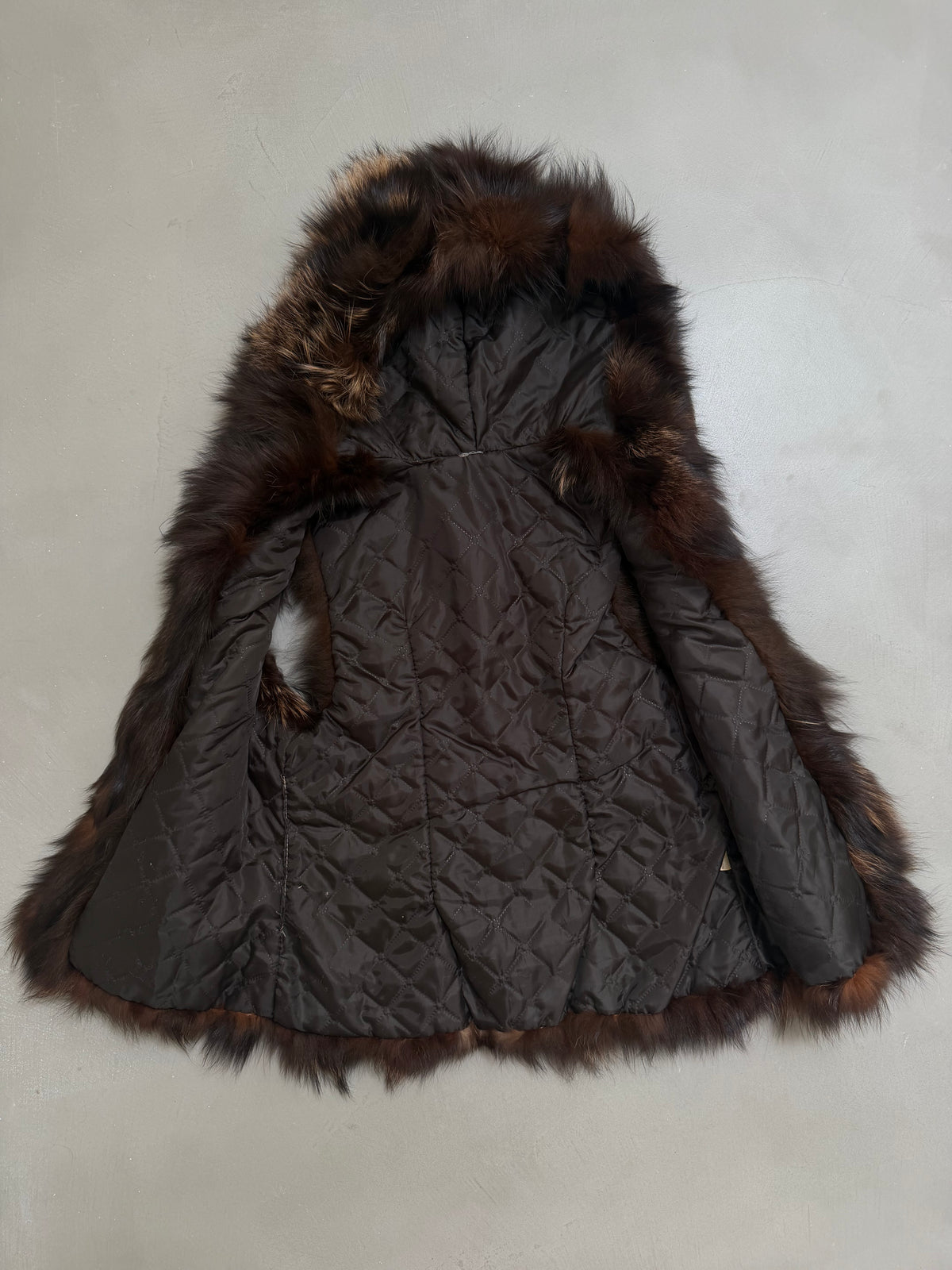 Luka-Pelli Hooded Long Fox Fur Vest Sleeveless Jacket - M