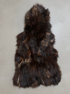 Luka-Pelli Hooded Long Fox Fur Vest Sleeveless Jacket - M