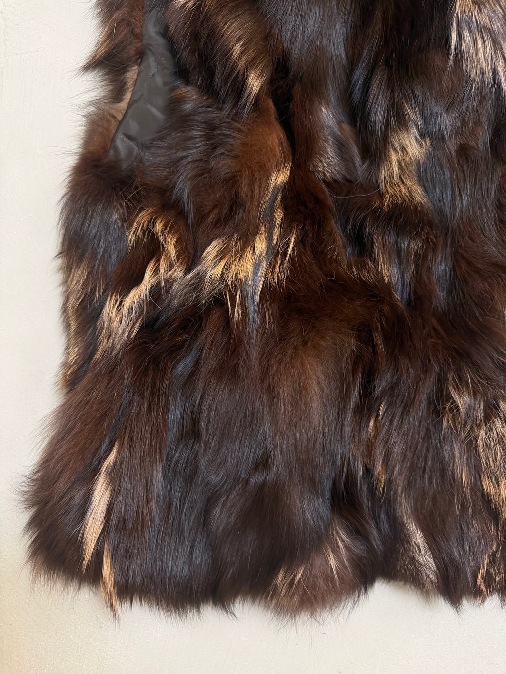 Luka-Pelli Hooded Long Fox Fur Vest Sleeveless Jacket - M