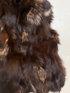 Luka-Pelli Hooded Long Fox Fur Vest Sleeveless Jacket - M
