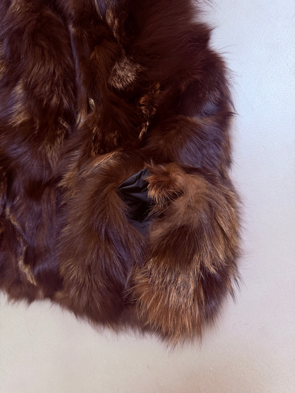 Luka-Pelli Hooded Long Fox Fur Vest Sleeveless Jacket - M