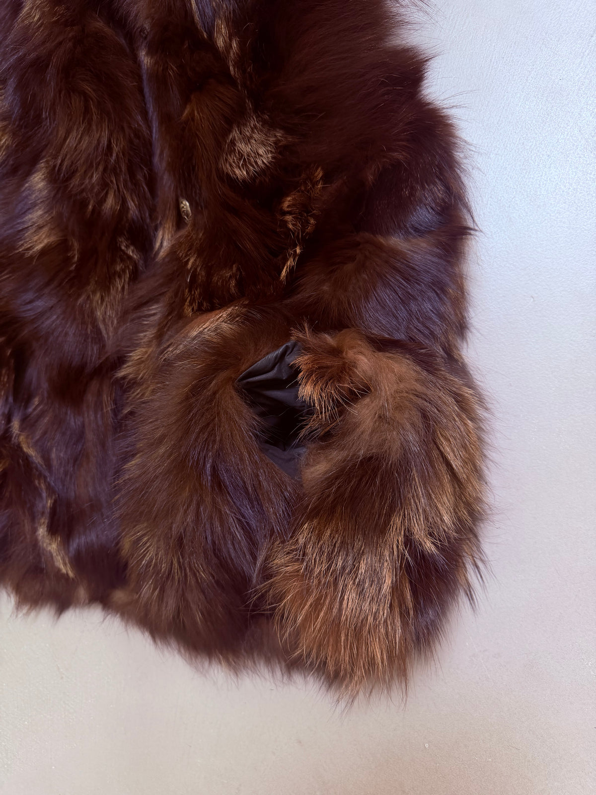 Luka-Pelli Hooded Long Fox Fur Vest Sleeveless Jacket - M