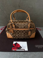 Coach Signature Jacquard Leather Satchel Bag