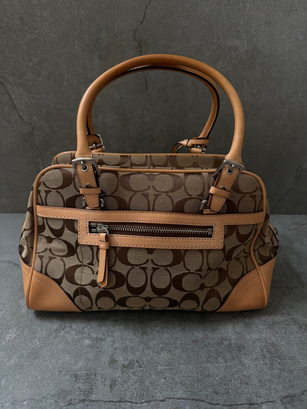 Coach Signature Jacquard Leather Satchel Bag
