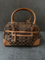 Coach Signature Jacquard Leather Satchel Bag