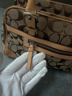 Coach Signature Jacquard Leather Satchel Bag