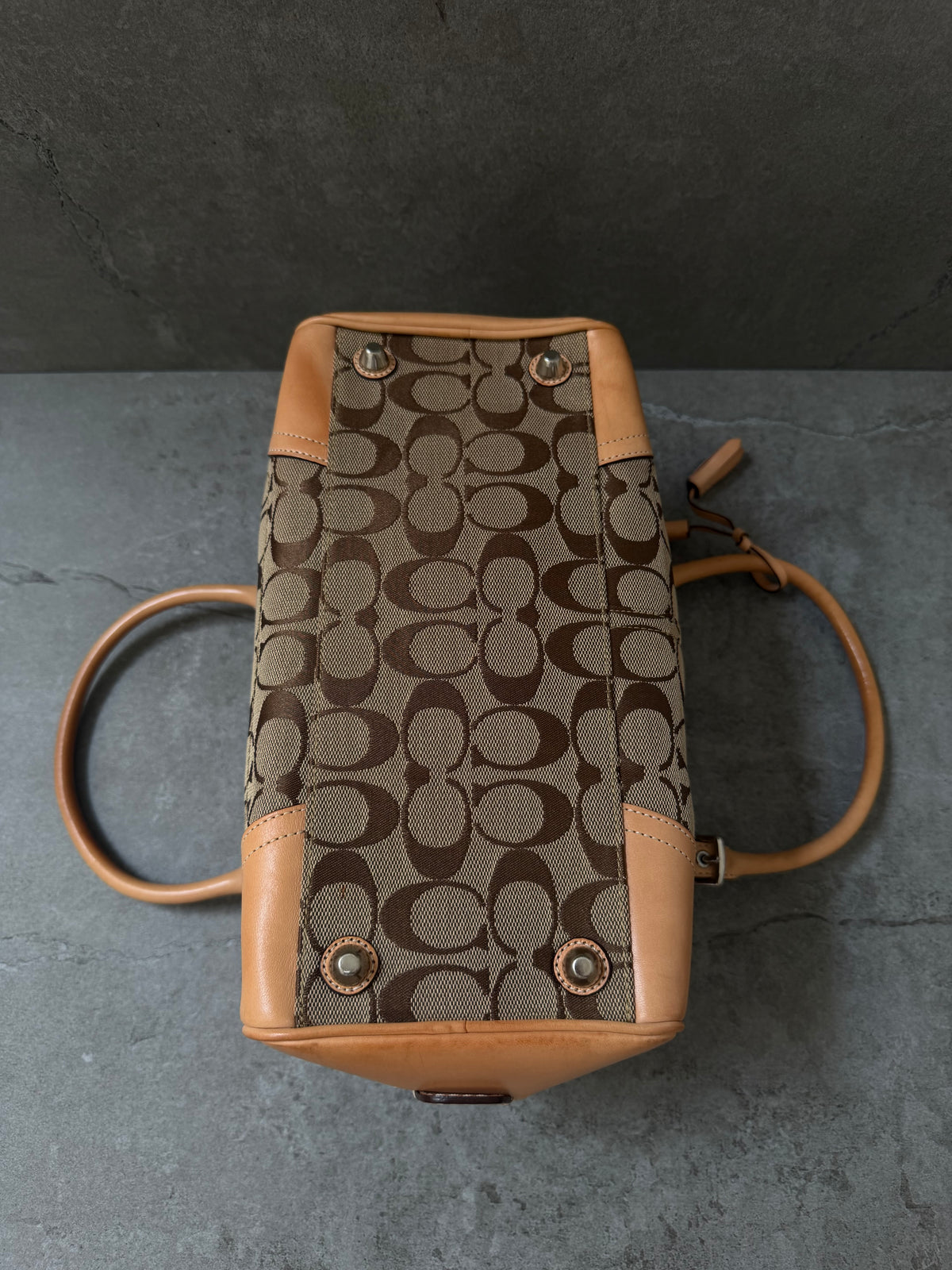 Coach Signature Jacquard Leather Satchel Bag