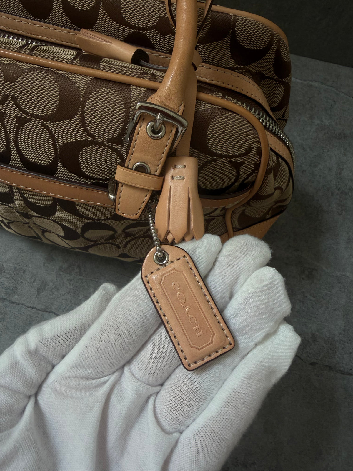 Coach Signature Jacquard Leather Satchel Bag