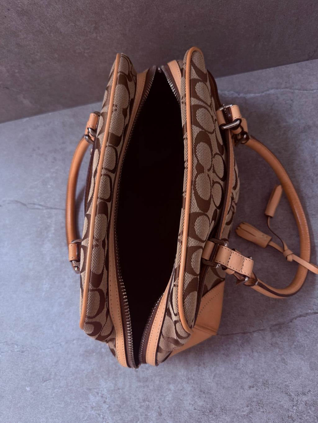 Coach Signature Jacquard Leather Satchel Bag
