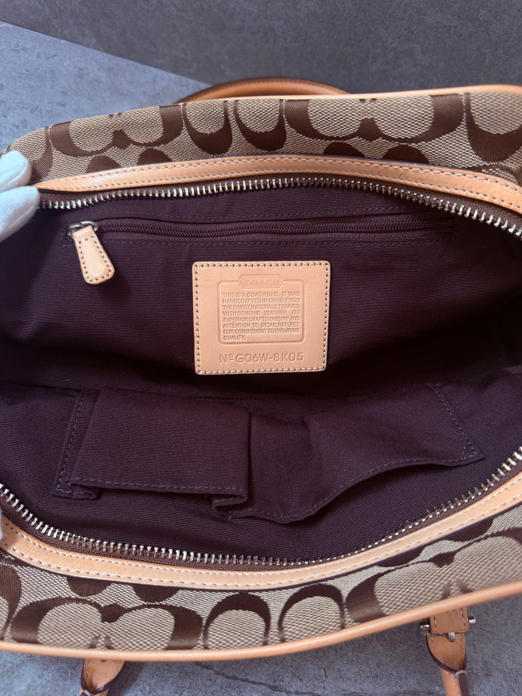 Coach Signature Jacquard Leather Satchel Bag