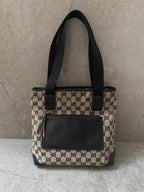Gucci GG Monogram 1998 Canvas Leather Pocket Shoulder Bag