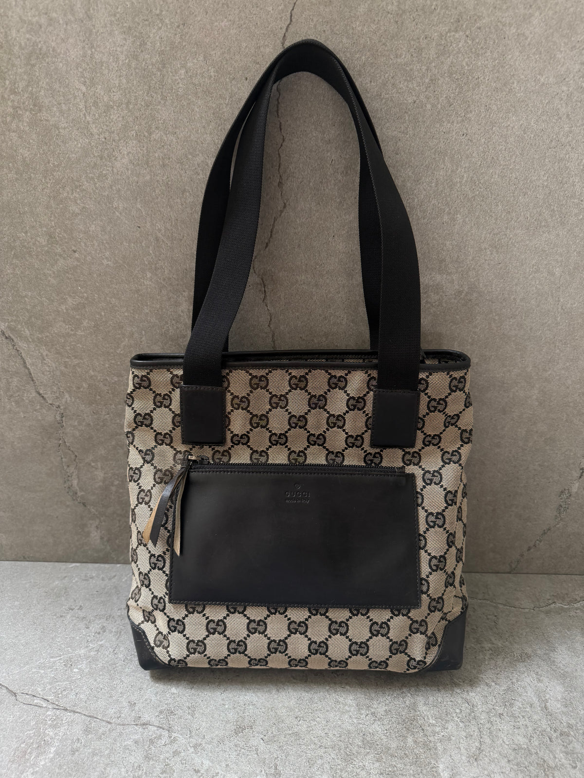 Gucci GG Monogram 1998 Canvas Leather Pocket Shoulder Bag