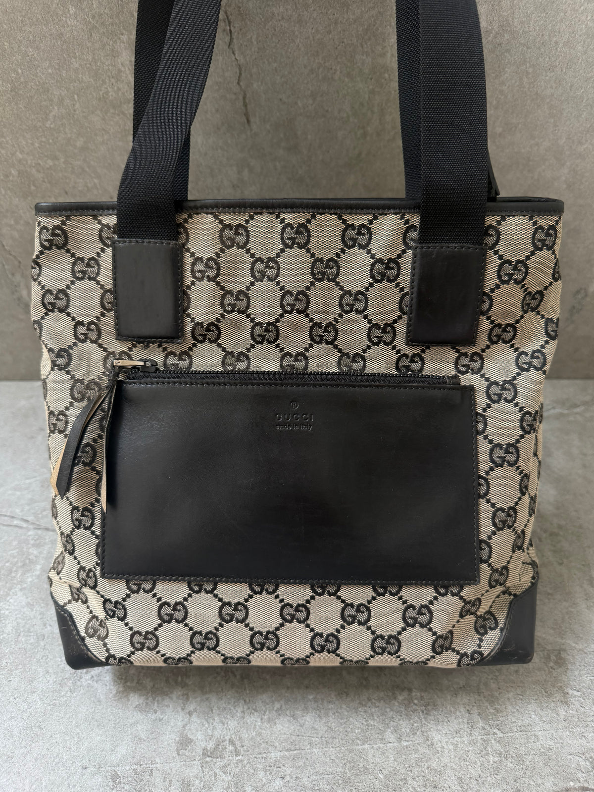 Gucci GG Monogram 1998 Canvas Leather Pocket Shoulder Bag