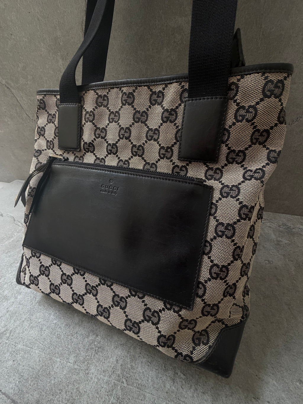 Gucci GG Monogram 1998 Canvas Leather Pocket Shoulder Bag