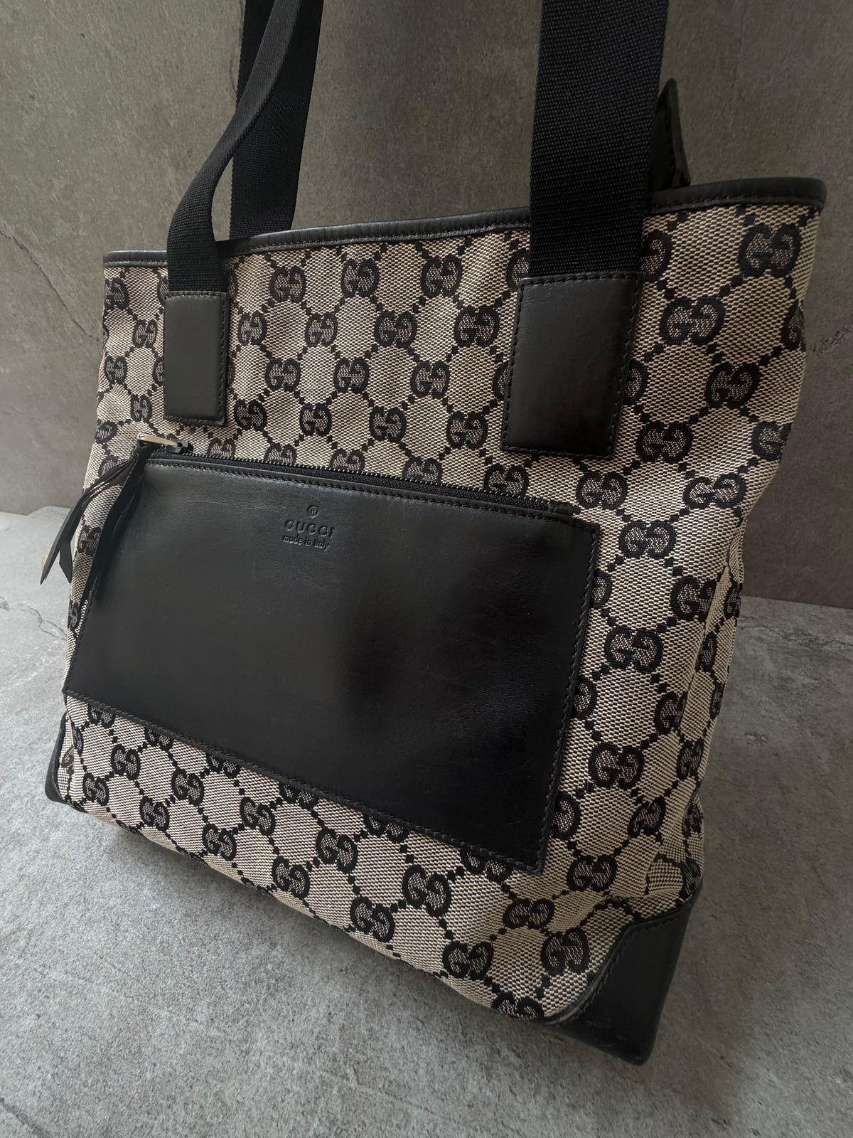 Gucci GG Monogram 1998 Canvas Leather Pocket Shoulder Bag