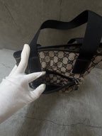 Gucci GG Monogram 1998 Canvas Leather Pocket Shoulder Bag